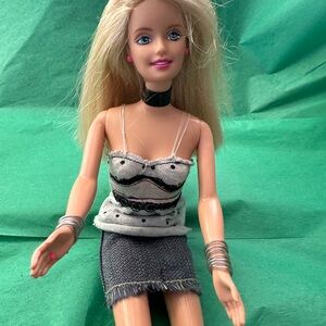 Barbie Doll with Black and Gray Outfit